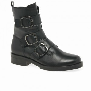 Black Gabor Home Biker Boots Women Ankle Boots | UGBD-82375