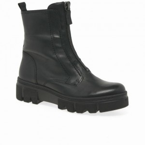 Black Gabor Joy Biker Boot Women Ankle Boots | HPJI-20861