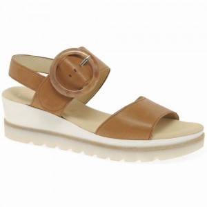 Brown Gabor Yeo Women Wedge Sandals | INVA-42358