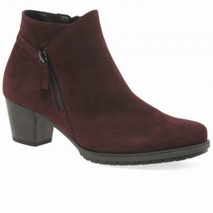 Dark Red Gabor Olivetti Zip Fastening Women Ankle Boots | QWNM-28365