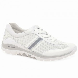 White / Silver Gabor Helen Sports Women Trainers | ODPU-52678