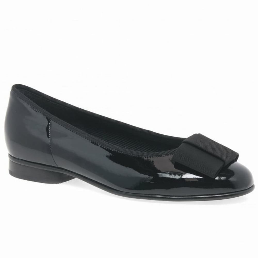 Black Gabor Assist Bow Trim Ballerina Flats Women Flat Shoes | PJON-65294