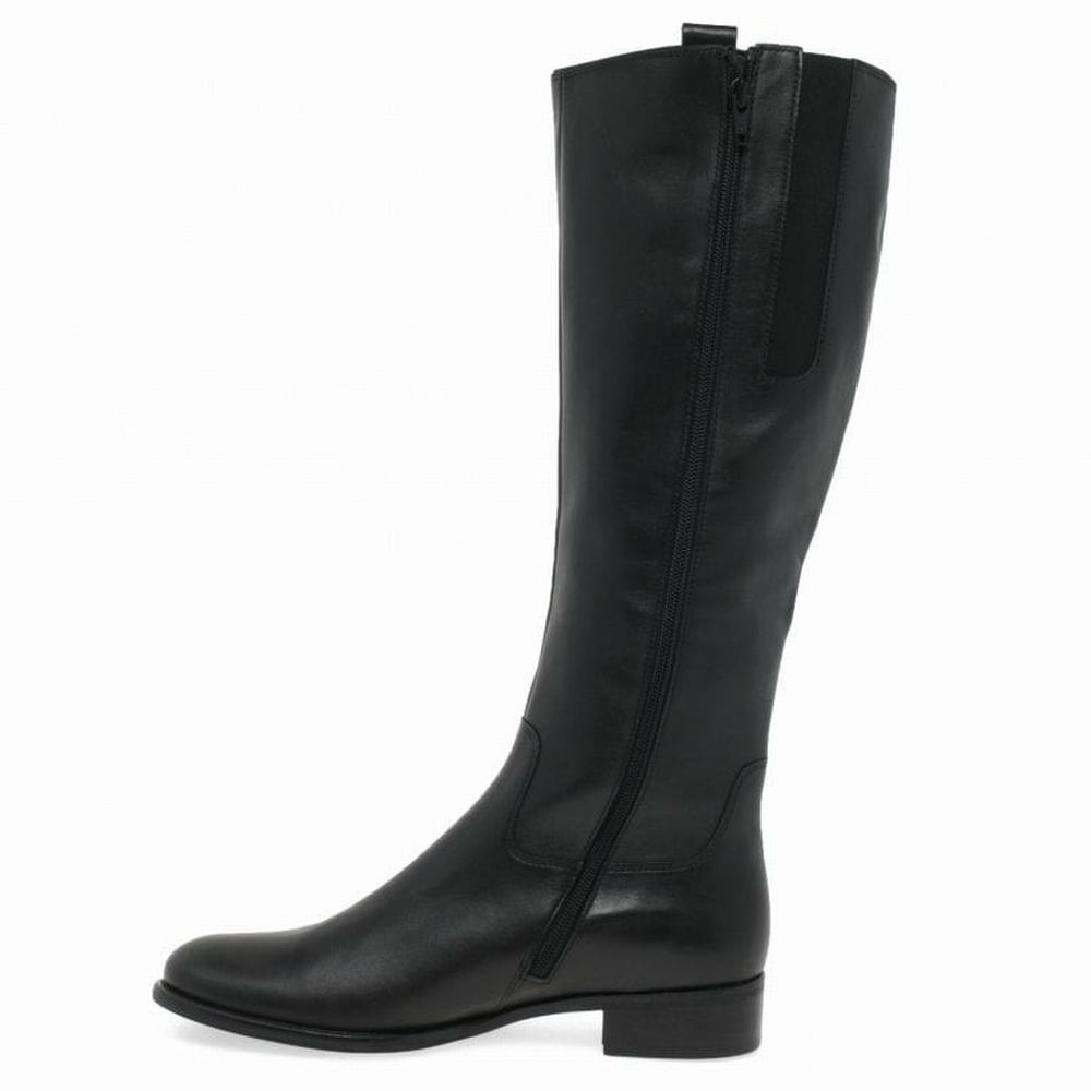 Black Gabor Brook M Medium Calf Fitting Women Knee High Boots | GKCL-27085