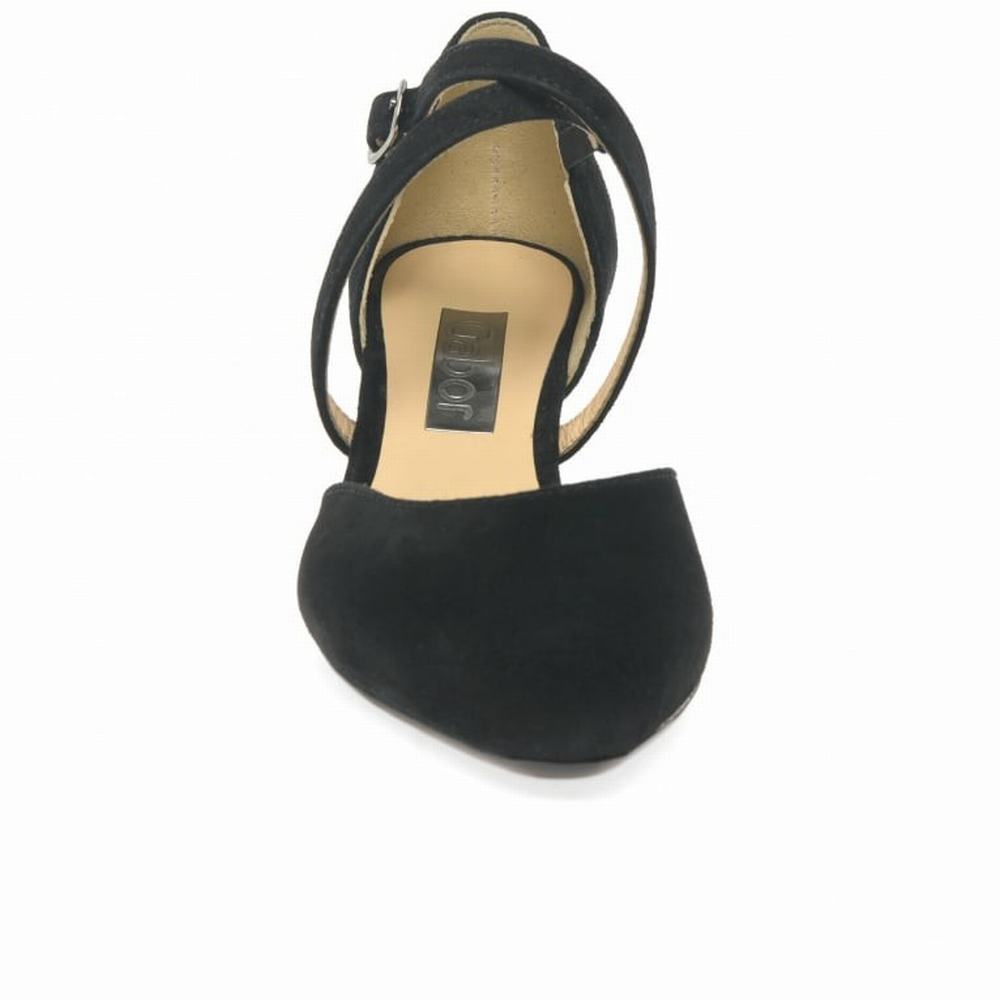 Black Gabor Callow Modern Cross Strap Court Women Heels | TKUX-48652