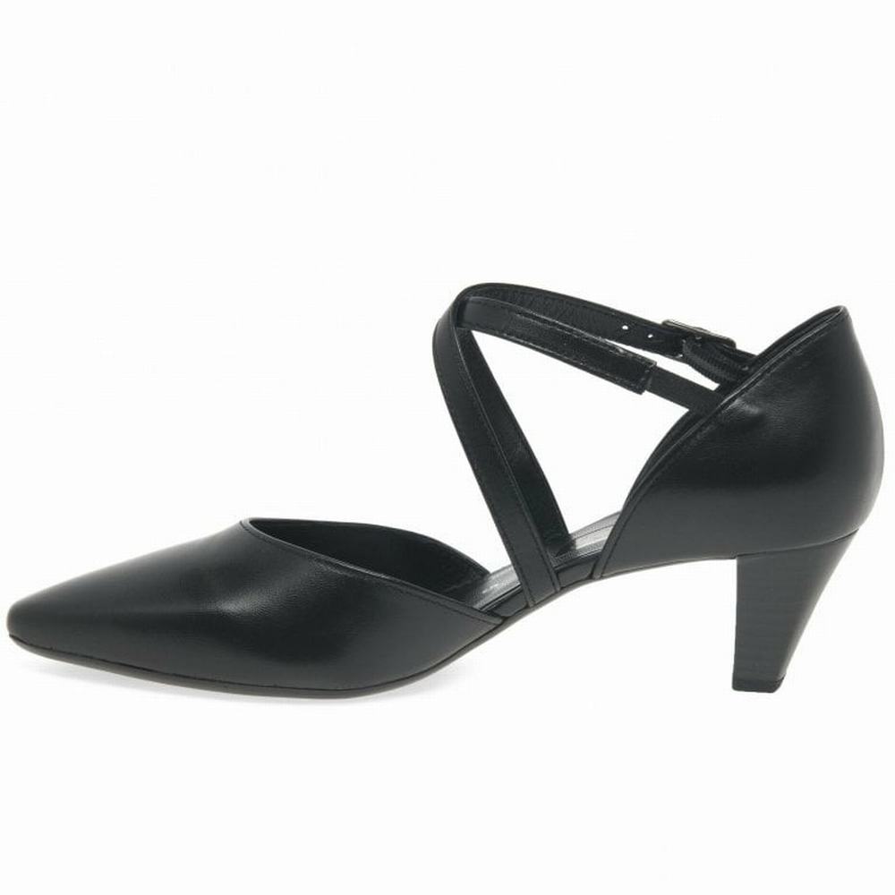 Black Gabor Callow Modern Cross Strap Court Women Heels | SDZR-49518