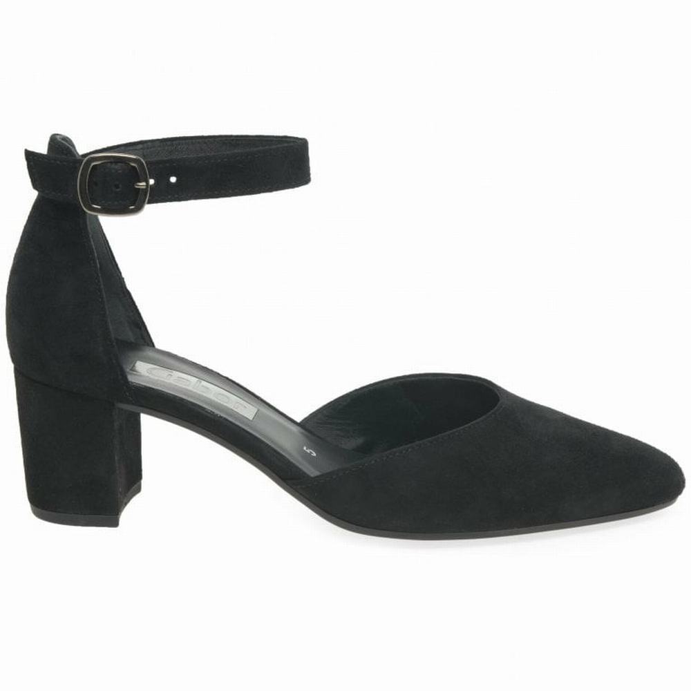 Black Gabor Gala Open Court Women Heels | AQHT-94725