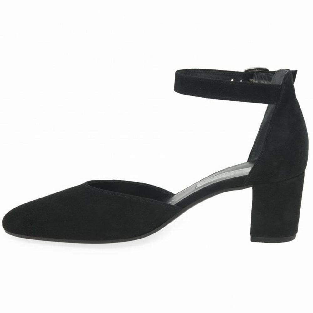 Black Gabor Gala Open Court Women Heels | AQHT-94725