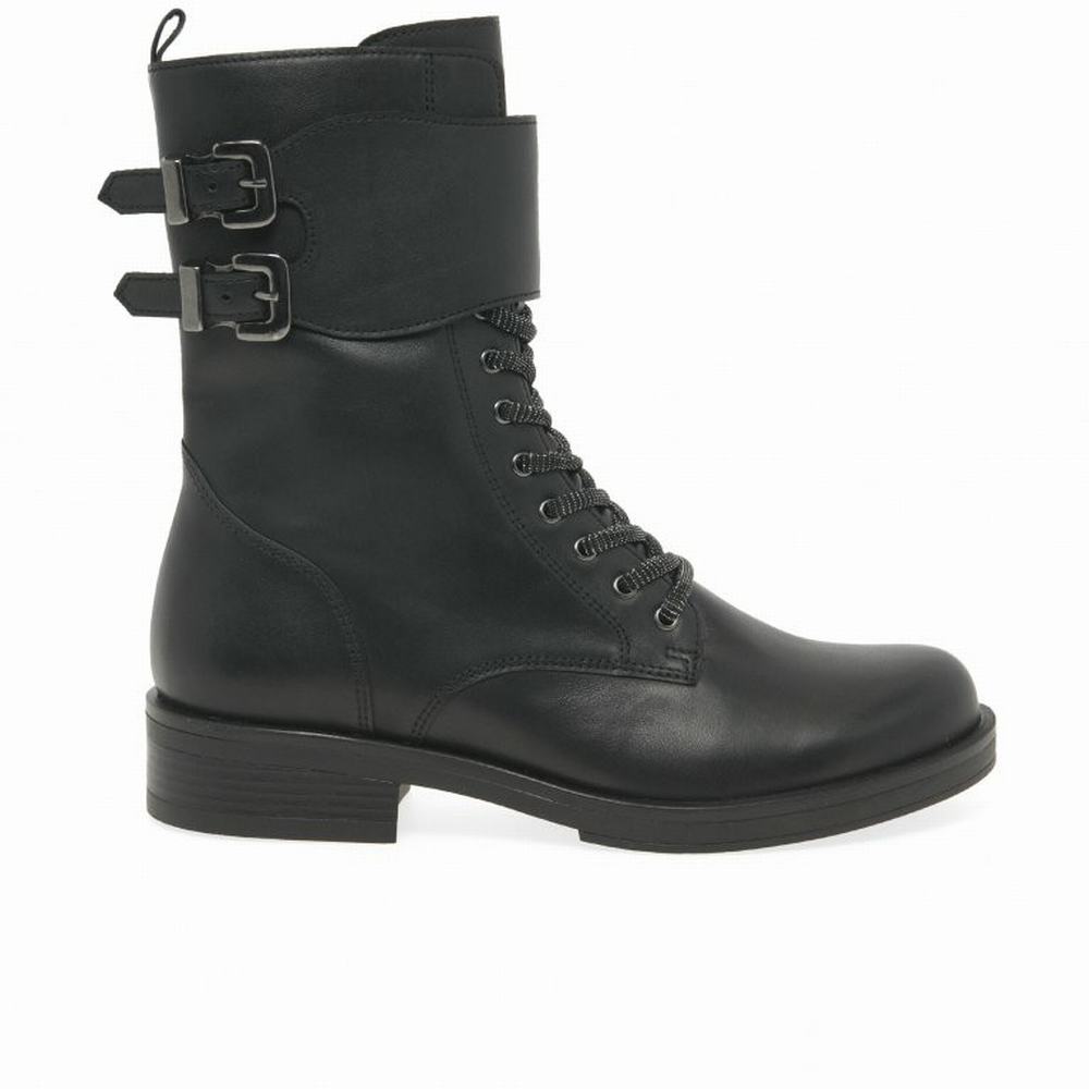 Black Gabor Hind Biker Boots Women Ankle Boots | DRFP-61354