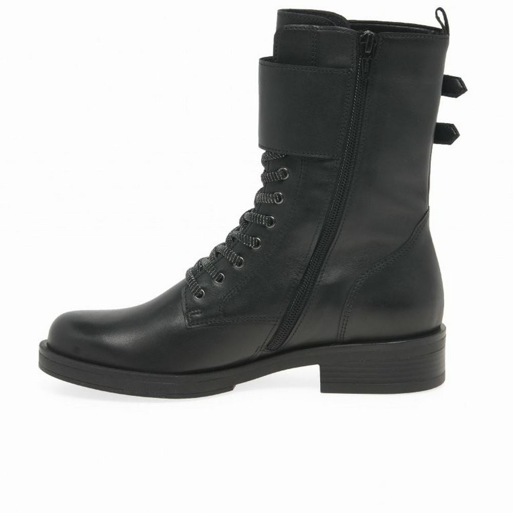 Black Gabor Hind Biker Boots Women Ankle Boots | DRFP-61354