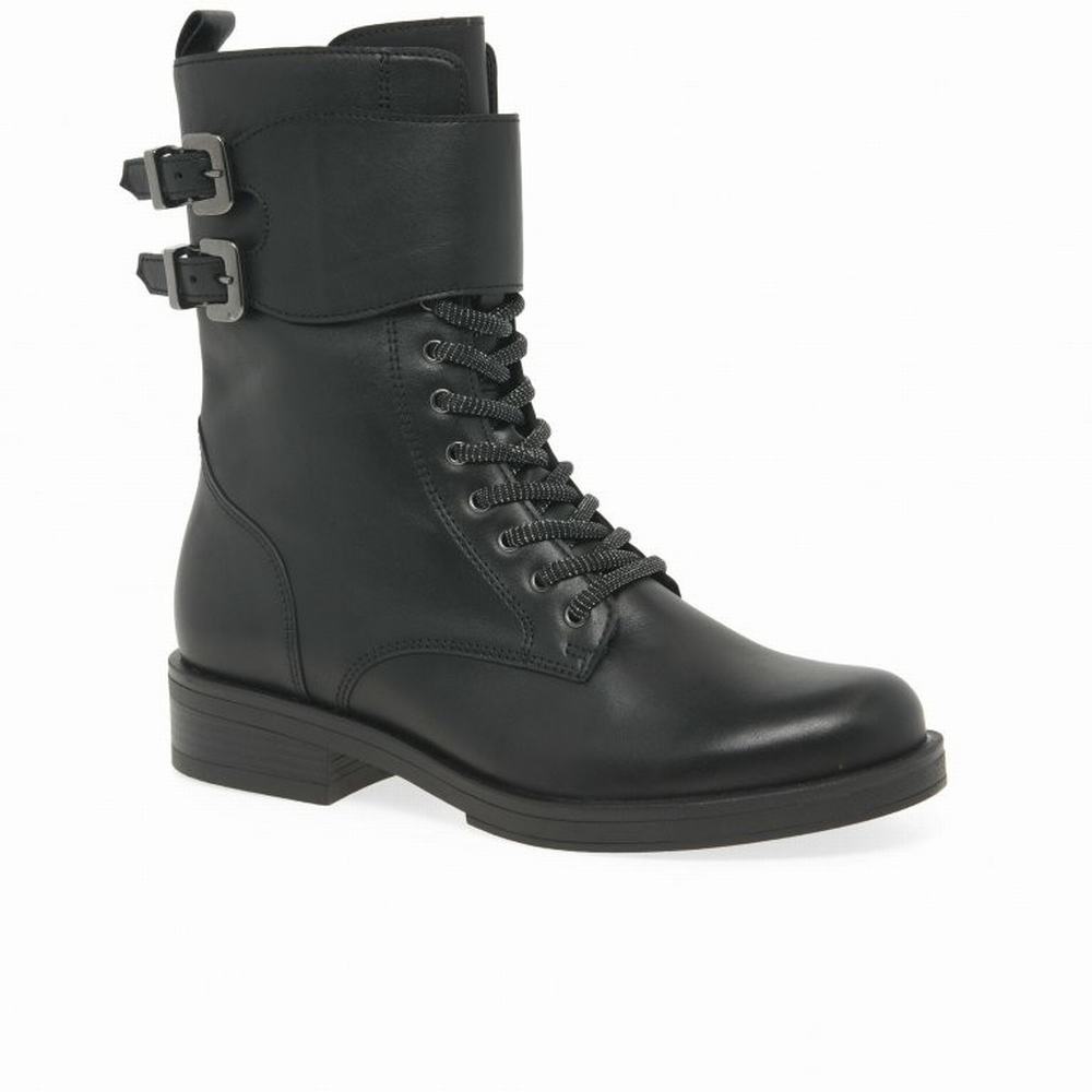 Black Gabor Hind Biker Boots Women Ankle Boots | DRFP-61354