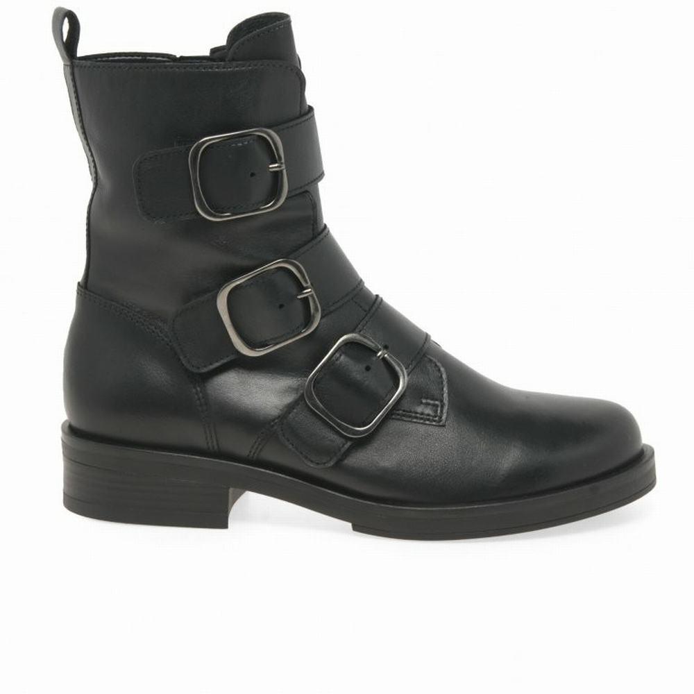 Black Gabor Home Biker Boots Women Ankle Boots | UGBD-82375