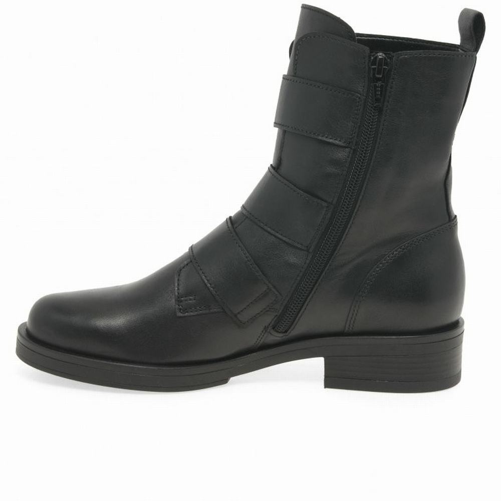 Black Gabor Home Biker Boots Women Ankle Boots | UGBD-82375