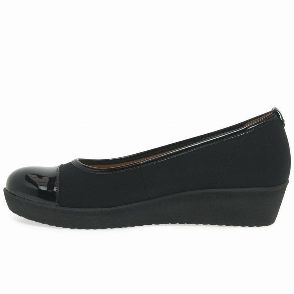 Black Gabor Orient Wide Fit Casual Women Wedge Shoes | WHRI-40371