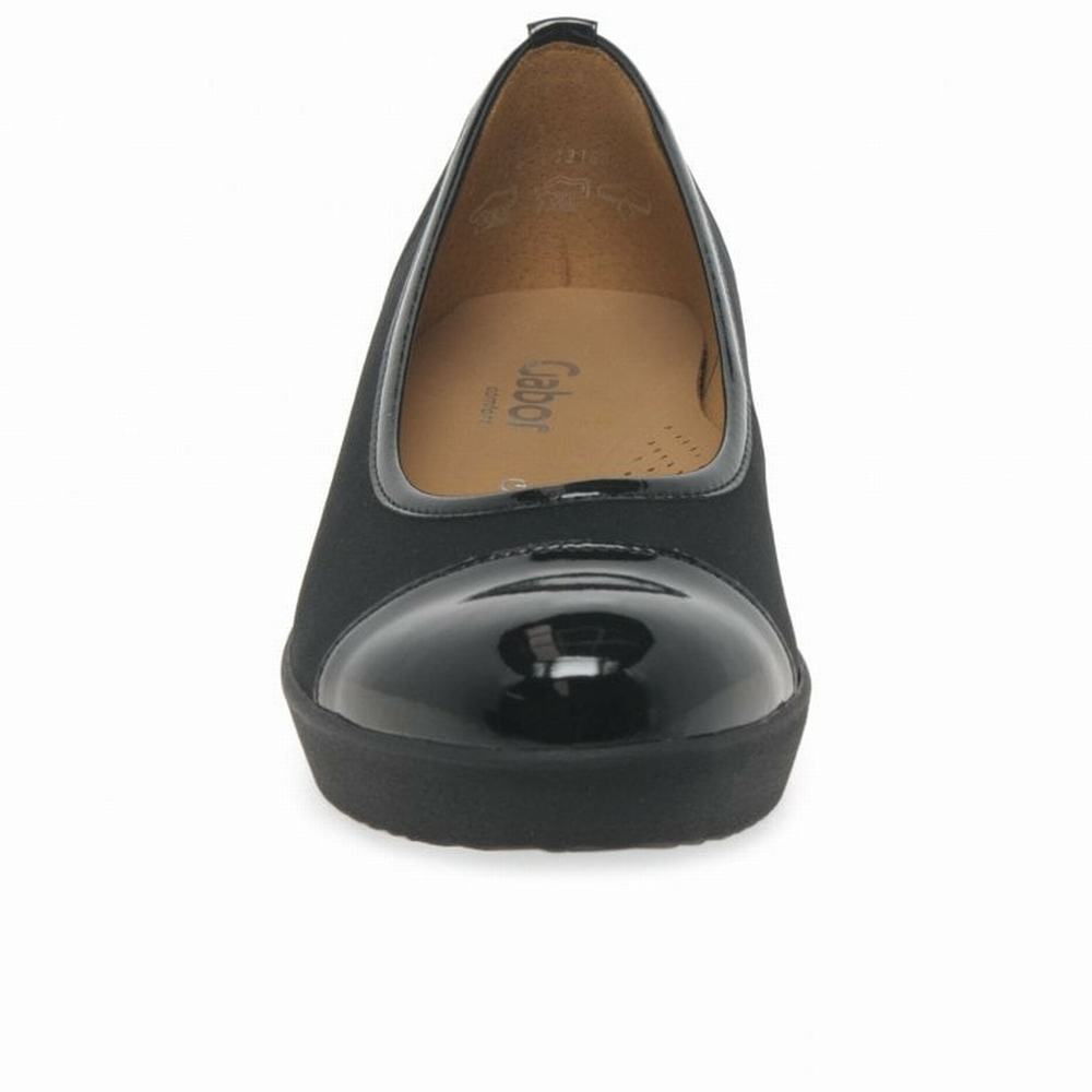 Black Gabor Orient Wide Fit Casual Women Wedge Shoes | WHRI-40371