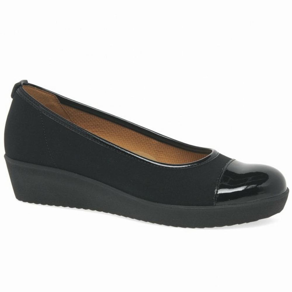 Black Gabor Orient Wide Fit Casual Women Wedge Shoes | WHRI-40371