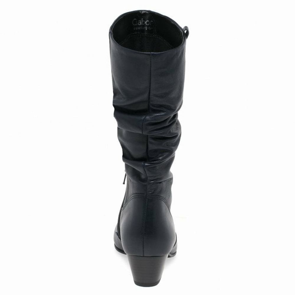 Black Gabor Rachel Leather Wide Fitting Boots Women Winter Boots | CXUE-47859