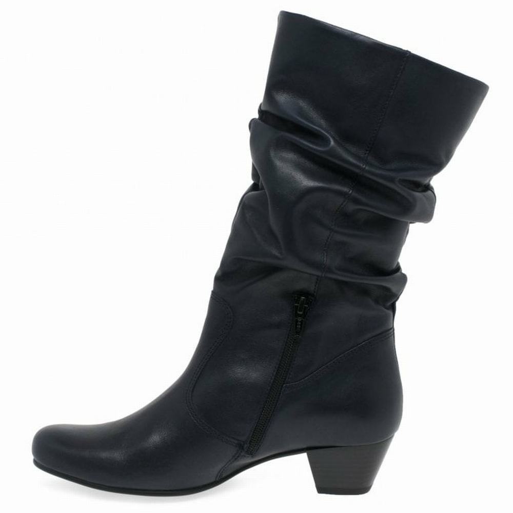 Black Gabor Rachel Leather Wide Fitting Boots Women Winter Boots | CXUE-47859