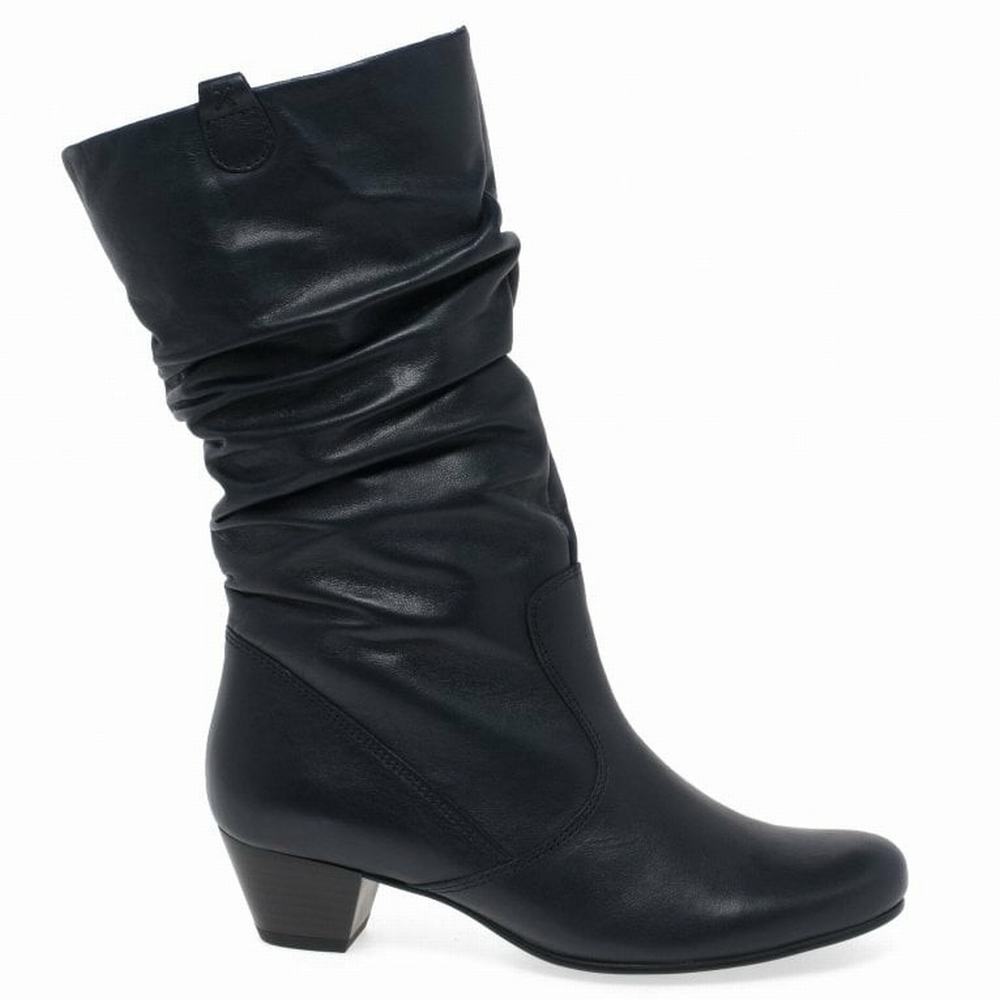 Black Gabor Rachel Leather Wide Fitting Boots Women Winter Boots | CXUE-47859