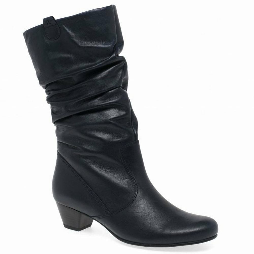 Black Gabor Rachel Leather Wide Fitting Boots Women Winter Boots | CXUE-47859