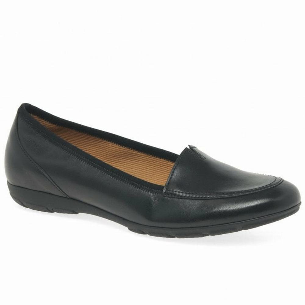 Black Gabor Reedham Slip On Women Flat Shoes | CANL-41250