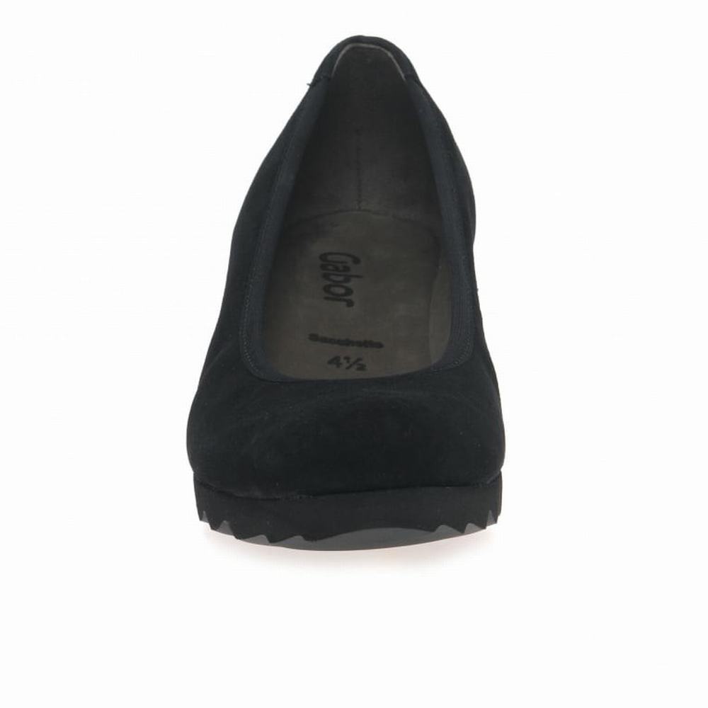 Black Gabor Request Modern Wedge Court Women Wedge Shoes | MVNW-97568