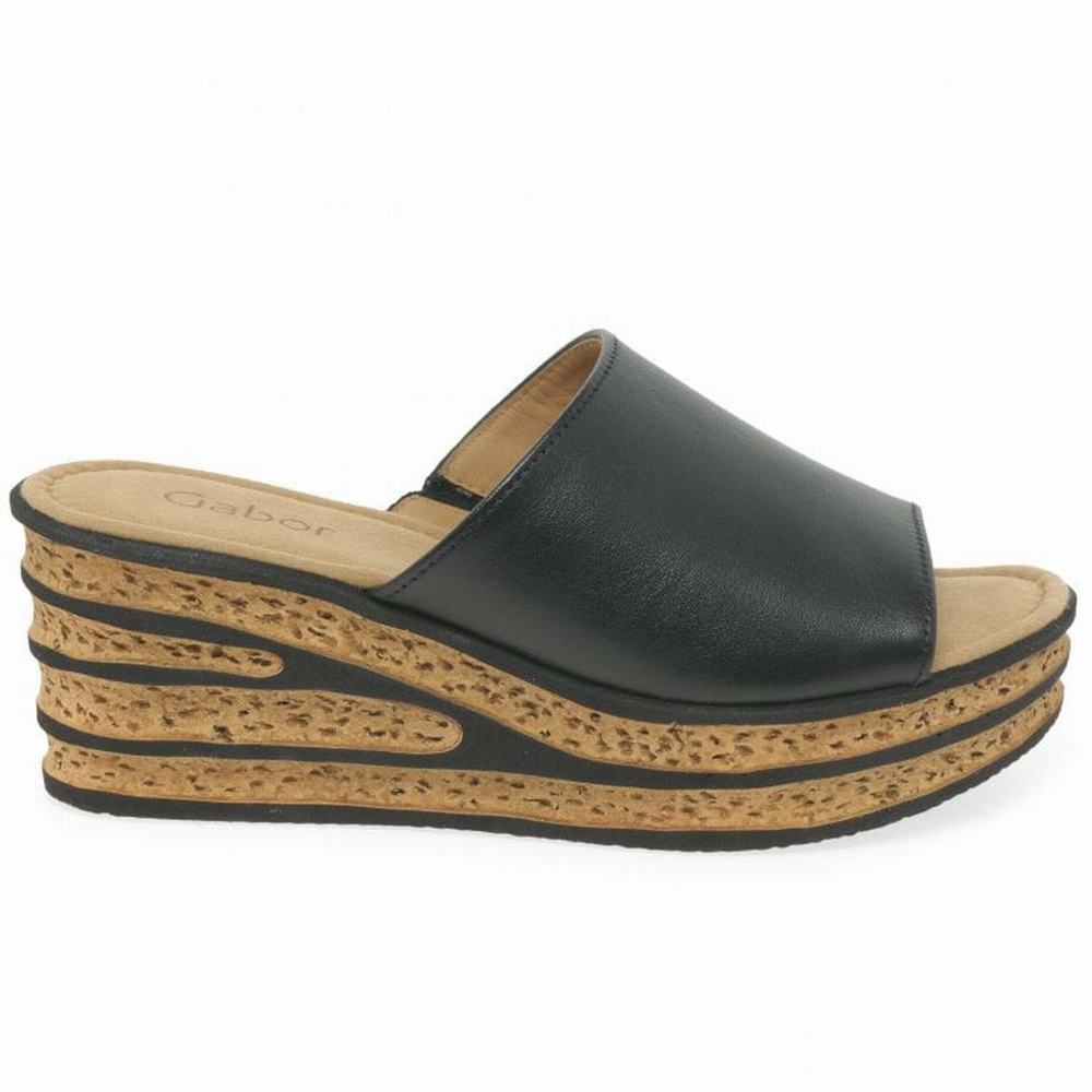 Black Gabor Trixie Women Wedge Sandals | KTQO-63081