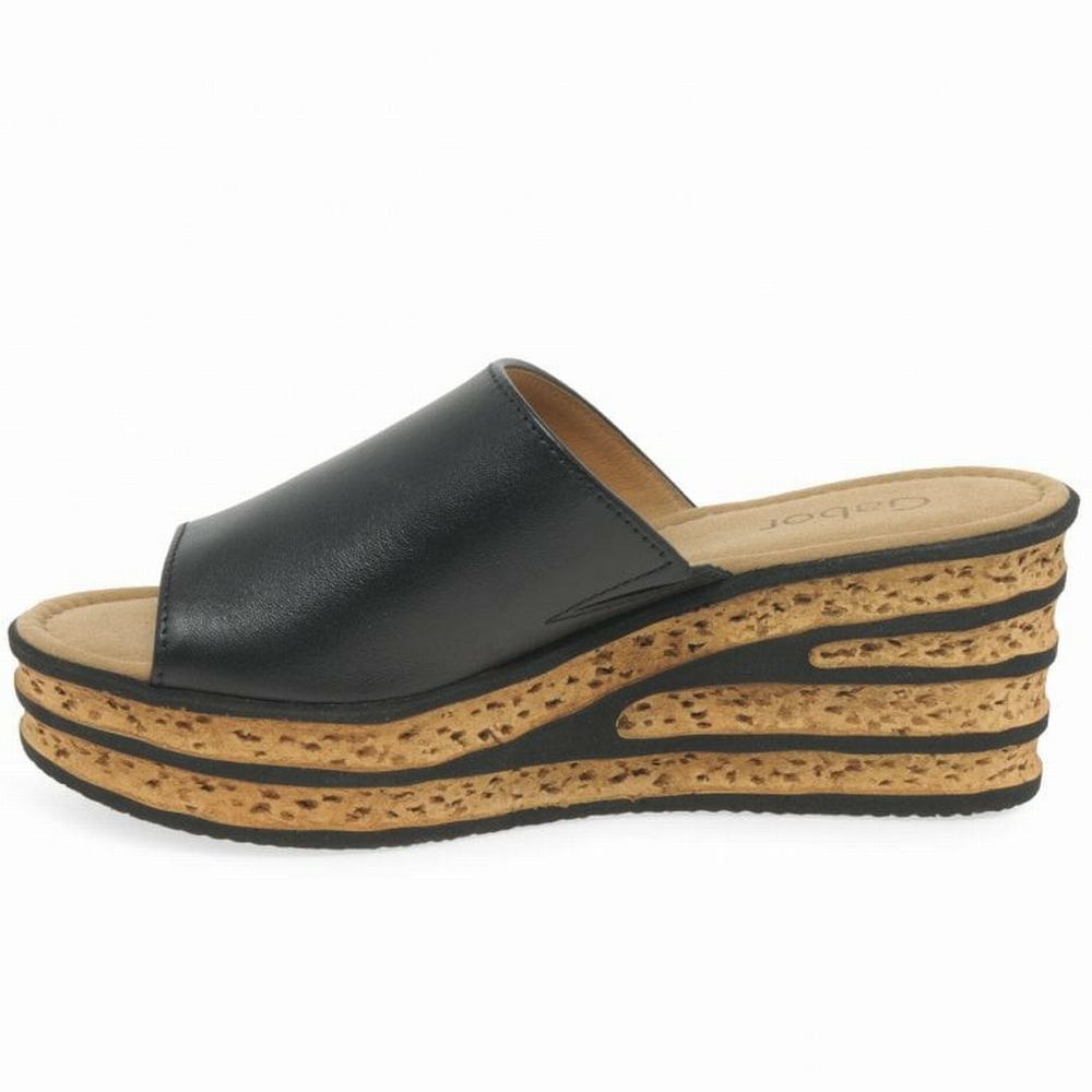 Black Gabor Trixie Women Wedge Sandals | KTQO-63081