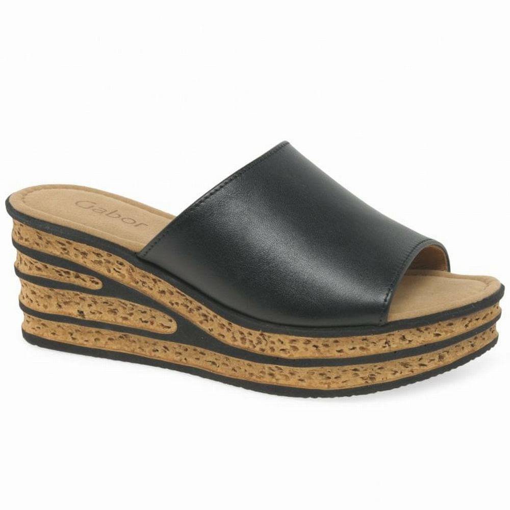 Black Gabor Trixie Women Wedge Sandals | KTQO-63081