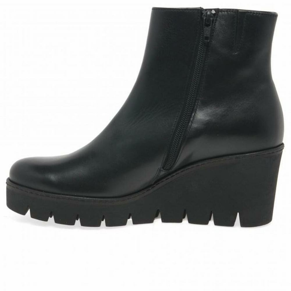 Black Gabor Utopia Chunky Wedge Heel Women Ankle Boots | ZHCV-01487