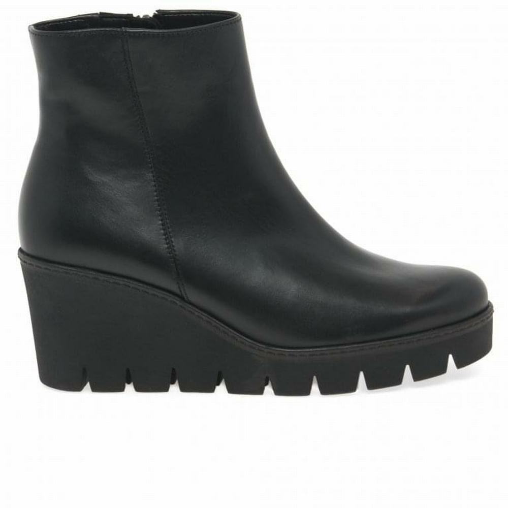 Black Gabor Utopia Chunky Wedge Heel Women Ankle Boots | ZHCV-01487