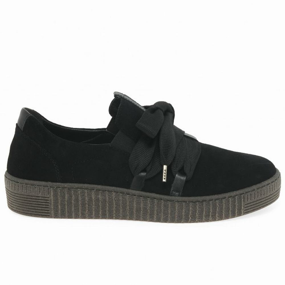 Black Gabor Waltz Casual Women Trainers | WPRV-95160