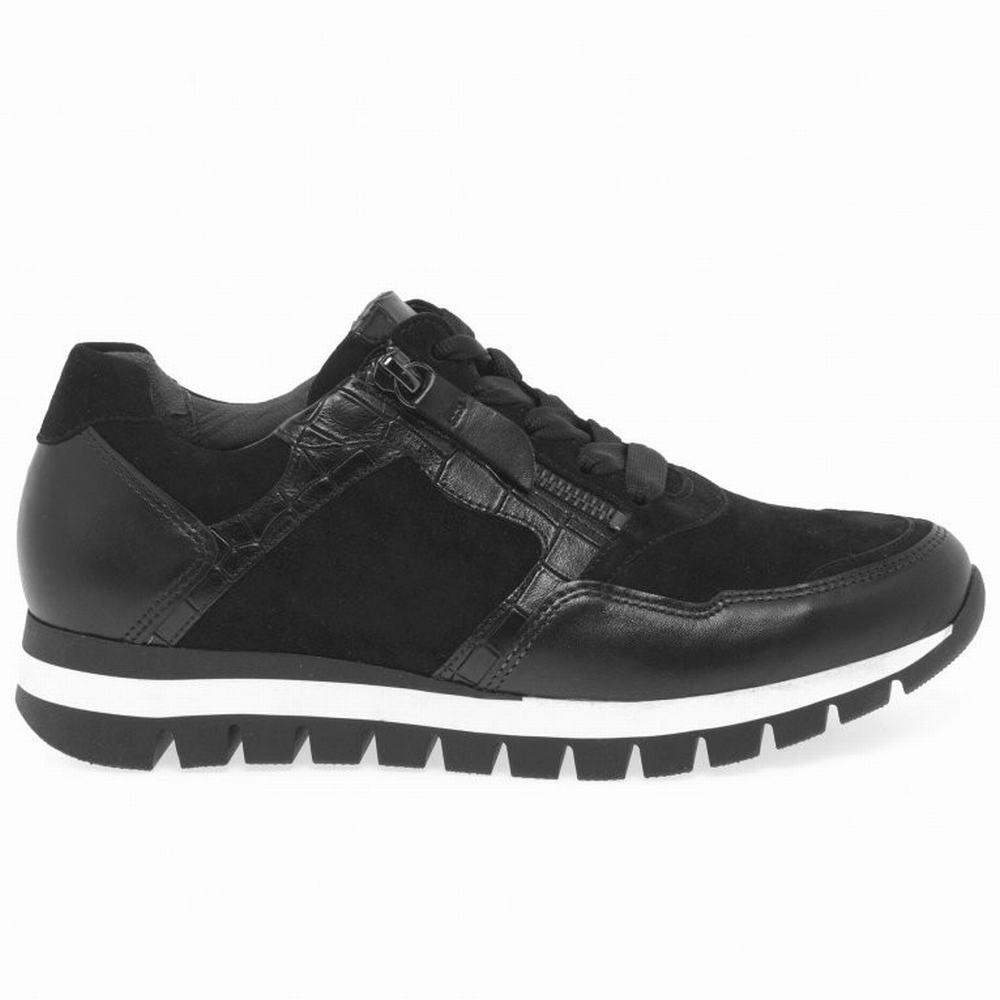 Black Gabor Willet Women Trainers | KJHA-34895