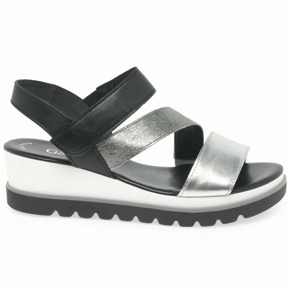 Black Gabor Yarm Wedge Heel Women Wedge Sandals | WGLQ-15843