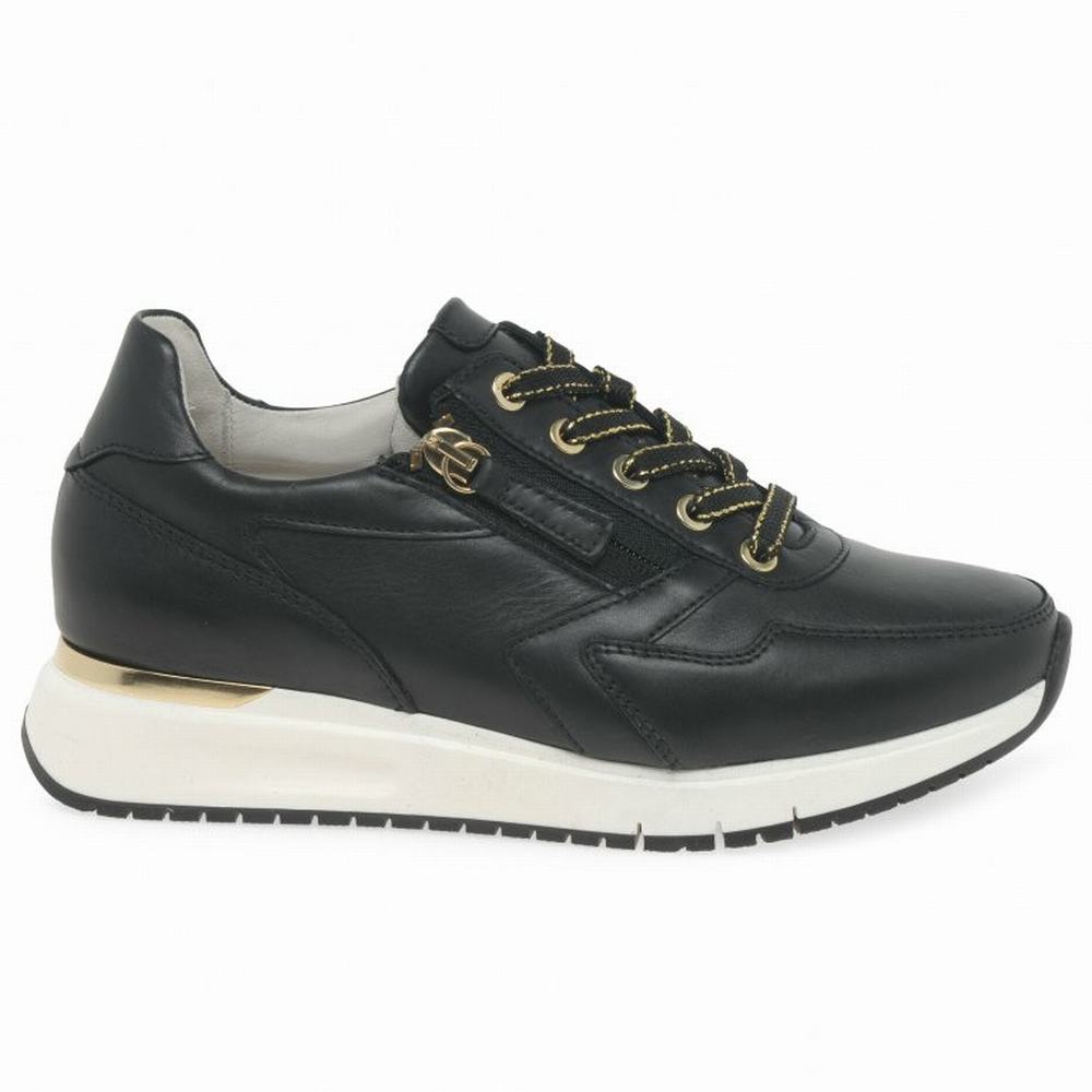 Black / Gold Gabor Princess Women Trainers | LICE-08371