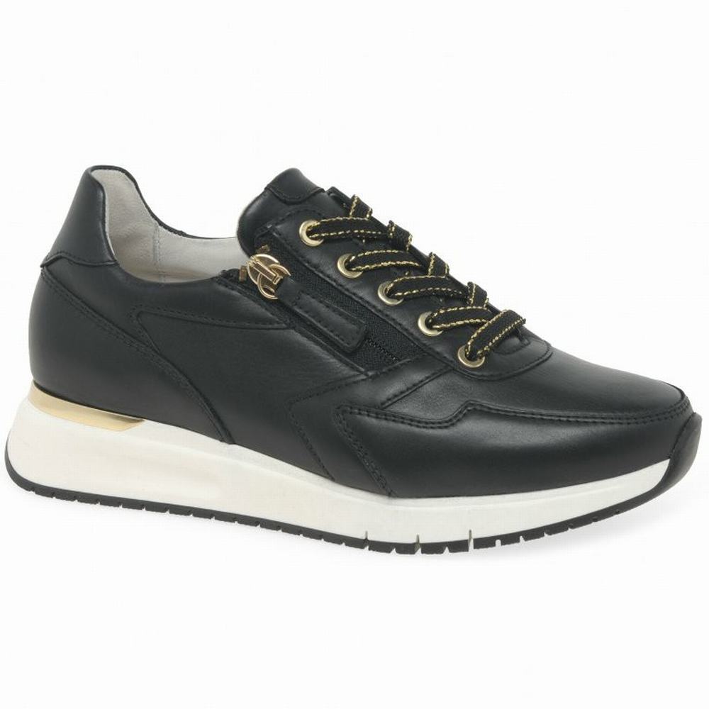 Black / Gold Gabor Princess Women Trainers | LICE-08371