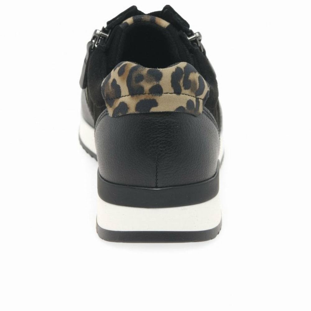 Black / Leopard Gabor Lulea Casual Women Trainers | BZUL-42156