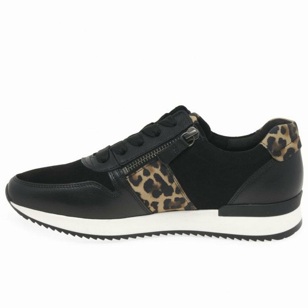 Black / Leopard Gabor Lulea Casual Women Trainers | BZUL-42156