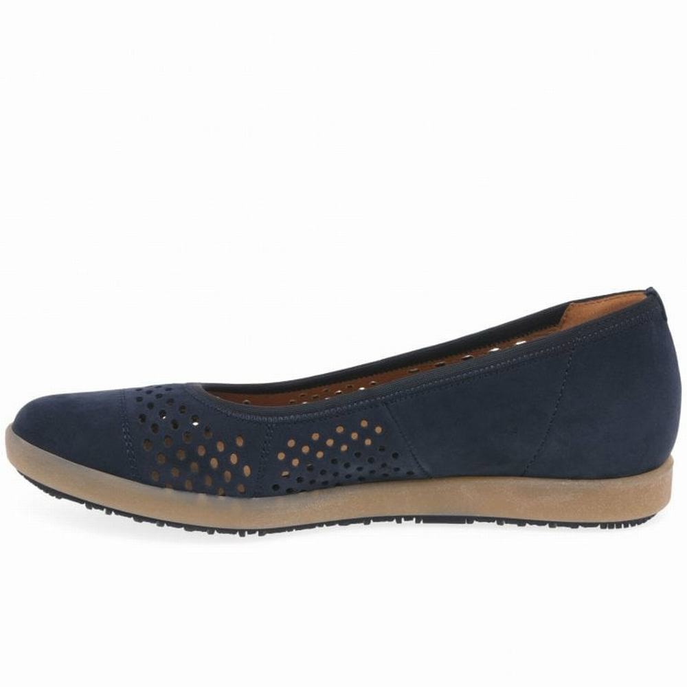 Blue Gabor Pattie Punched Detail Casual Women Flat Shoes | FMSE-82514