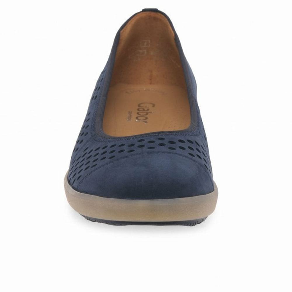 Blue Gabor Pattie Punched Detail Casual Women Flat Shoes | FMSE-82514