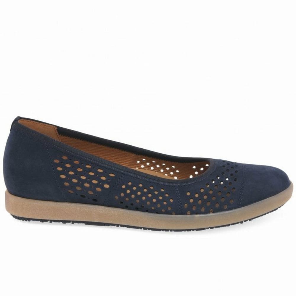 Blue Gabor Pattie Punched Detail Casual Women Flat Shoes | FMSE-82514