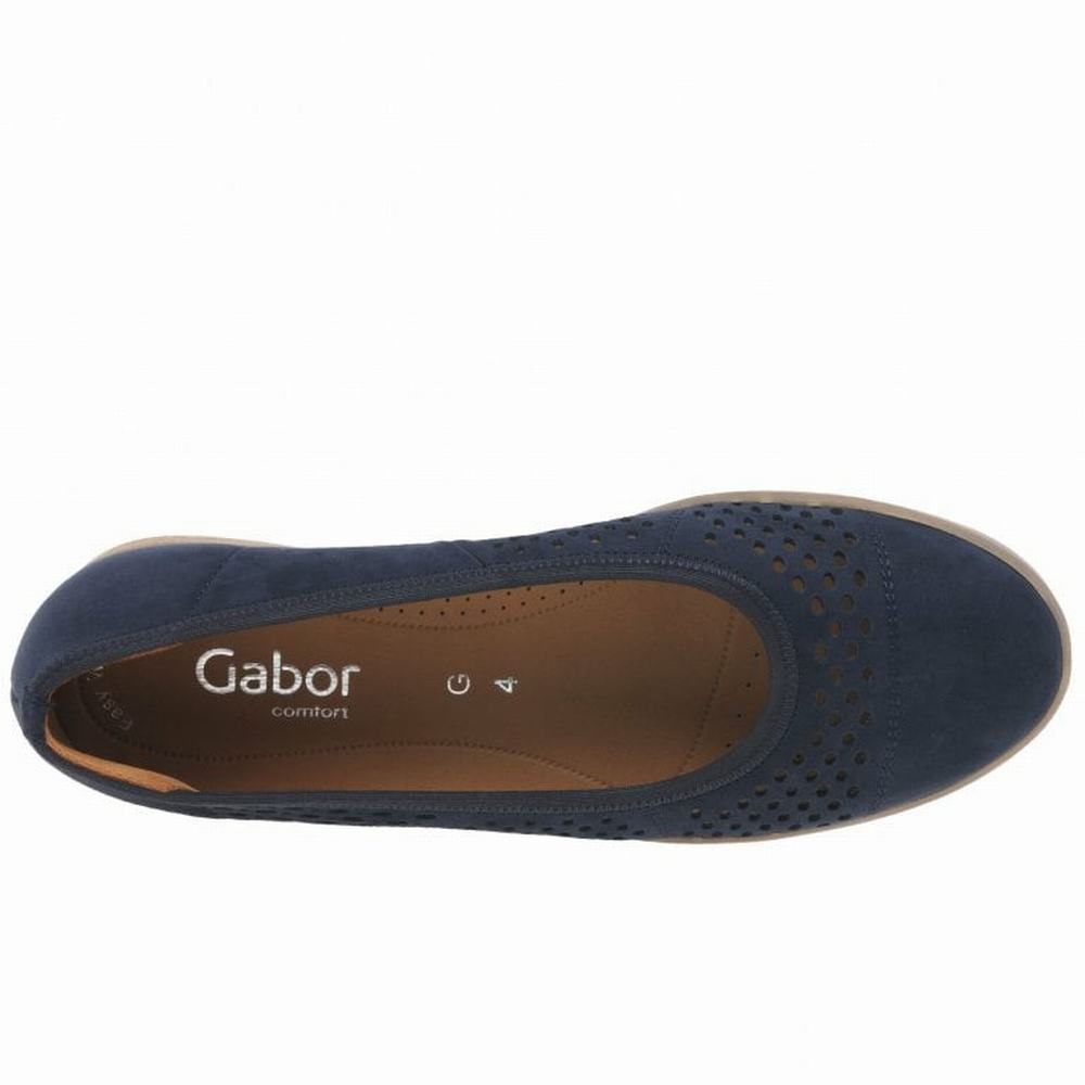 Blue Gabor Pattie Punched Detail Casual Women Flat Shoes | FMSE-82514