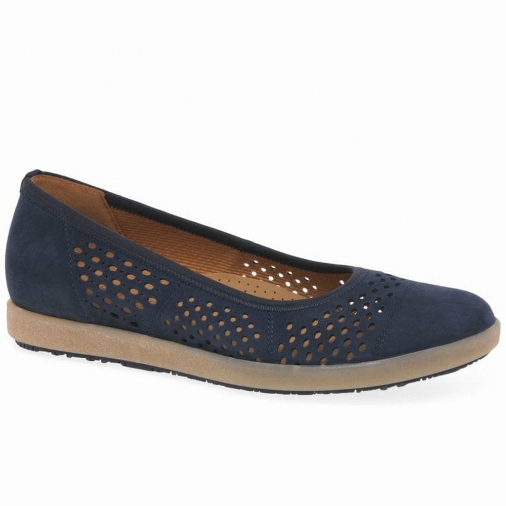 Blue Gabor Pattie Punched Detail Casual Women Flat Shoes | FMSE-82514