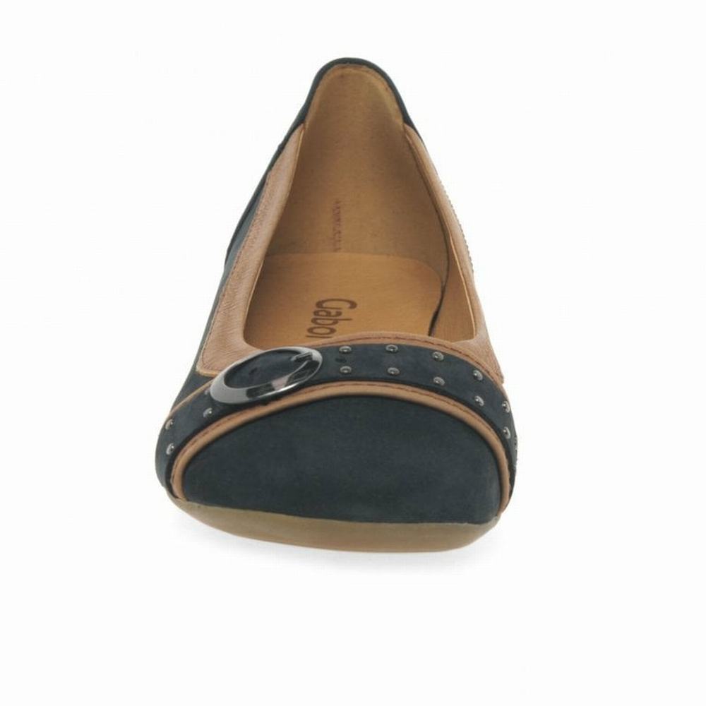 Brown Gabor Michelle Casual Stud Buckle Pumps Women Flat Shoes | XGSL-62075