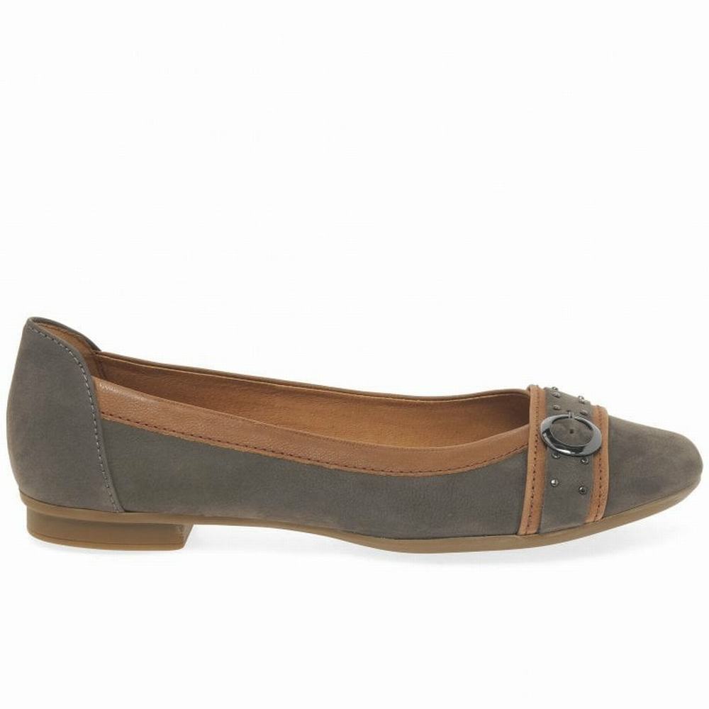 Brown Gabor Michelle Casual Stud Buckle Pumps Women Flat Shoes | FAKU-40536