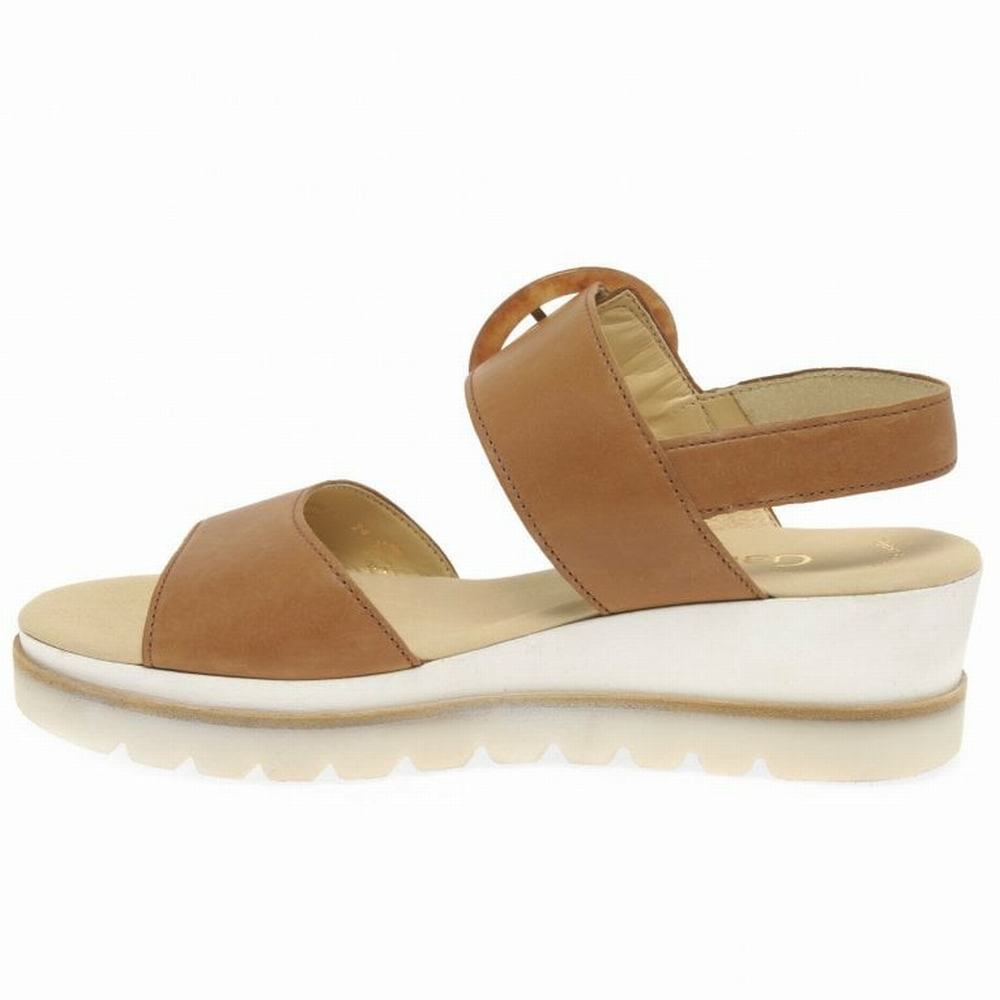 Brown Gabor Yeo Women Wedge Sandals | INVA-42358