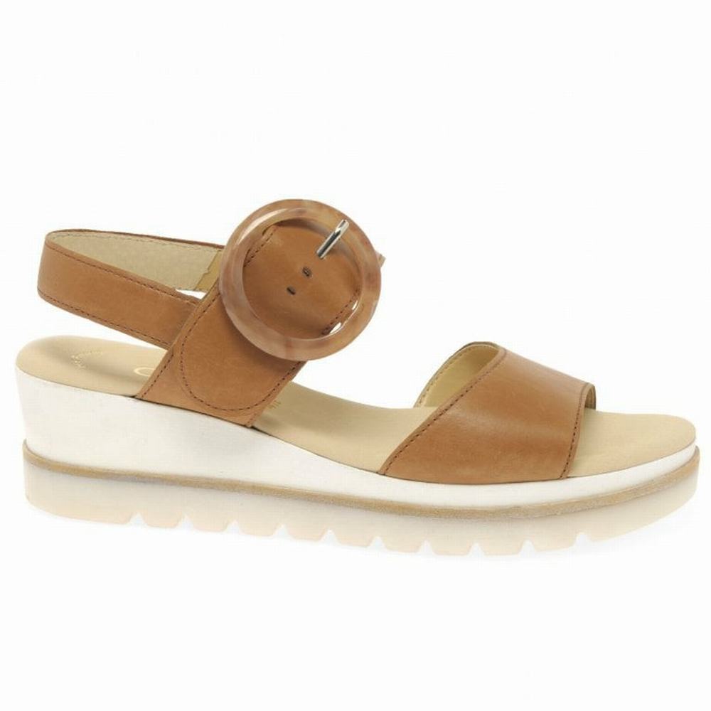 Brown Gabor Yeo Women Wedge Sandals | INVA-42358