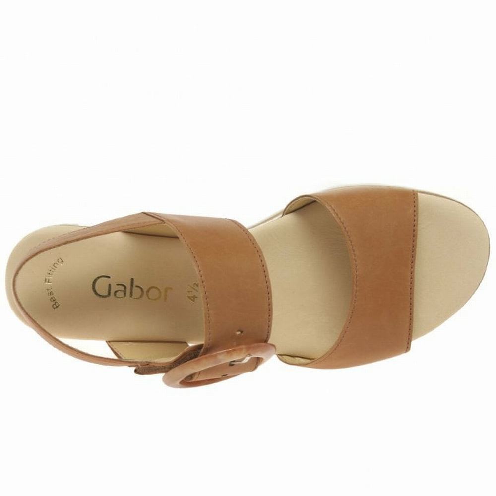 Brown Gabor Yeo Women Wedge Sandals | INVA-42358