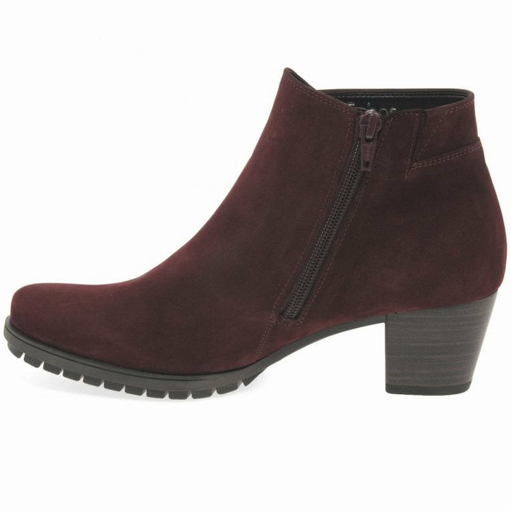 Dark Red Gabor Olivetti Zip Fastening Women Ankle Boots | QWNM-28365