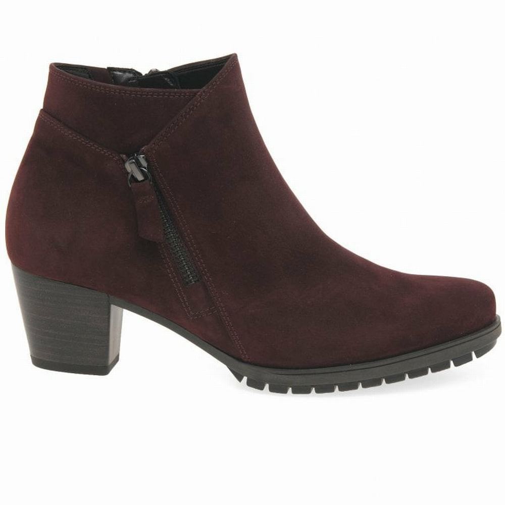 Dark Red Gabor Olivetti Zip Fastening Women Ankle Boots | QWNM-28365