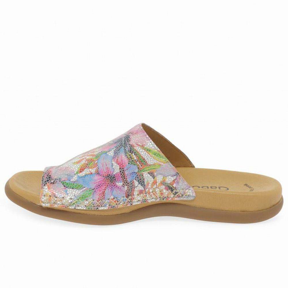 Flower Gabor Lanzarote Printed Toe Loop Women Mules | CVZU-06924